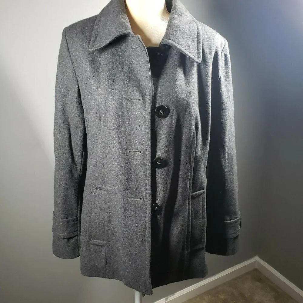 G C COLLECTION by GALLERY Womens Winter Coat Jacket Button Up Gray Size L